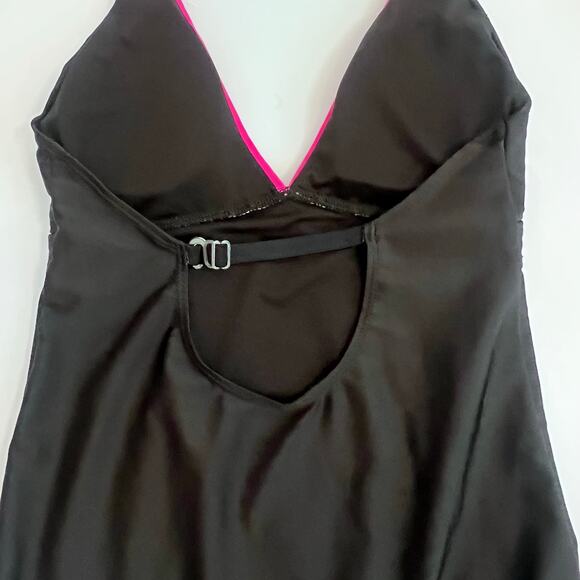 CROMER RESORTWEAR WOMENS ONE PIECE SWIMSUIT VNECK HALTER SZ 10 BLACK PEACH PINK - Picture 5 of 11